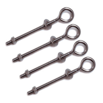 True Products Straining Eye Bolt 150mm M6 Zinc PlatedPack Of 4 from B&Q