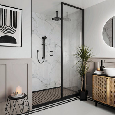 B&Q -  Linda Barker Calacatta Marble Bathroom Wall Panel Hydrolock 2400X1200