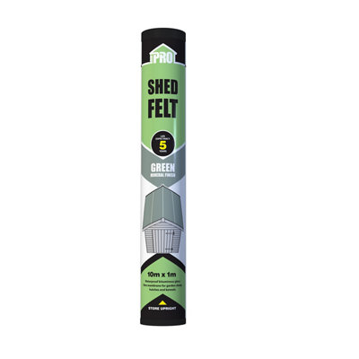 Roof Pro 5 Year Green Shed Felt(L)10M (W)1M from B&Q