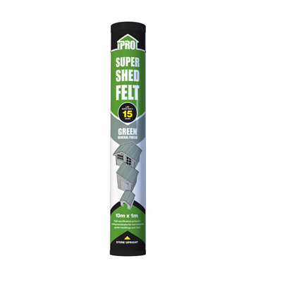 Roof Pro 15 Year Green Shed Felt(L)10M (W)1M from B&Q