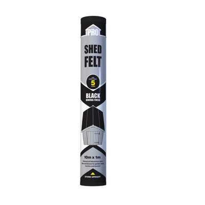 Roof Pro 5 Year Black Shed Felt(L)10M (W)1M from B&Q