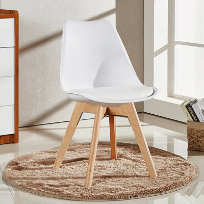 Life Interiors Lorenzo Padded Dining Chair, Tulip Chair For Lounge Office Dining Room Kitchen, Single, White