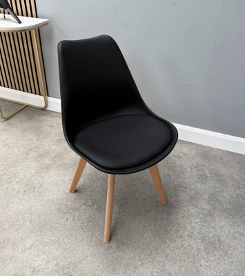 Life Interiors Lorenzo Padded Dining Chair, Tulip Chair For Lounge Office Dining Room Kitchen, Single, Black