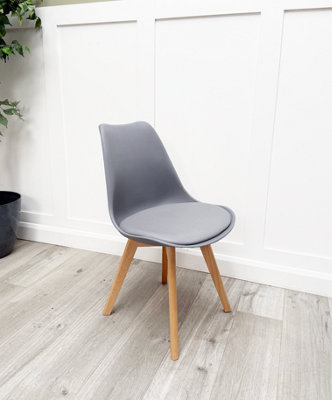 Life Interiors Grey Lorenzo Padded Dining Chair, Tulip Chair For Lounge Office Dining Room Kitchen, Single,