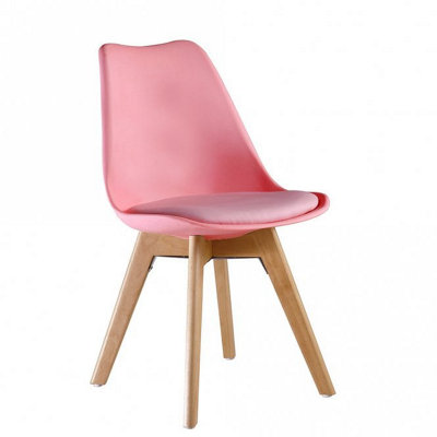 Life Interiors Pink Lorenzo Padded Dining Chair, Tulip Chair For Lounge Office Dining Room Kitchen, Single,