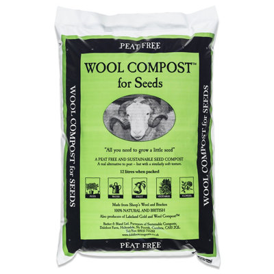 B&Q -  Dalefoot Peat Free Fine Wool Seed Compost 12 Litres Soil For Flowers & Vegetables Nutrient Rich British Made12 Litre Bag X 1