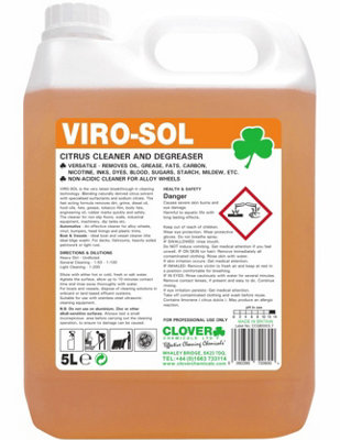 Clover Chemicals Viro-Sol Citrus Cleaner Degreaser 5L from B&Q