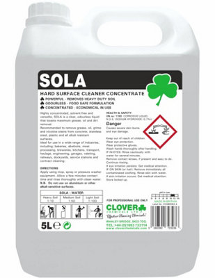 Clover Chemicals Sola Hard Surface Cleaner Concentrate 5L from B&Q