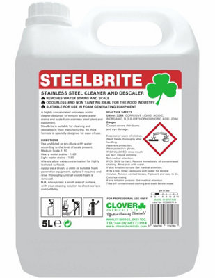 Clover Chemicals Steelbrite Stainless Steel Cleaner & Descaler 5L from B&Q