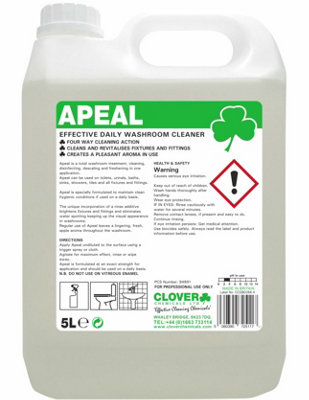 Clover Chemicals Apeal Daily Washroom Cleaner 5L from B&Q