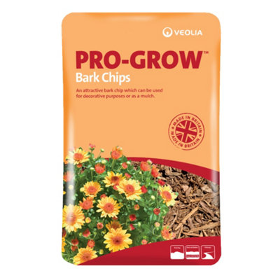 Veolia Pro-Grow 70L Decorative Bark Chip (Full Pallet 3360L): High Quality Mixed Bark For Pathways, Beds, Borders, Mulching & Decoration