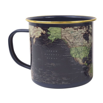 Gift Republic Unisex Blue World Map Enamel Mug 500 Ml In - Image 4