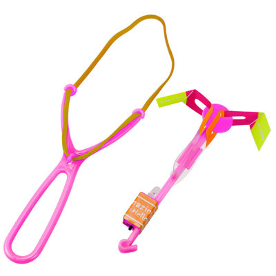 B&Q -  Pink Flying Led Rocket Helicopter Toy Spinning Light Up Launcher