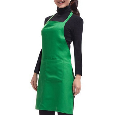 B&Q -  Green Kitchen Apron With Front Pocket Adjustable Neck Strap Waist Ties