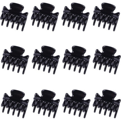Accessotech 12 Pack Black 3Cm Plastic Bulldog Hair Clips Strong Grip Styling Clamps from B&Q
