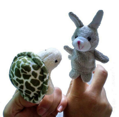 Accessotech 2 Piece Tortoise And Hare Finger Puppet Set Soft Plush Storytelling Toy from B&Q