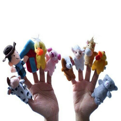 Accessotech 7 Piece 5 Little Speckled Frogs Finger Puppet Set Soft Plush Nursery Rhyme Storytelling Toys from B&Q