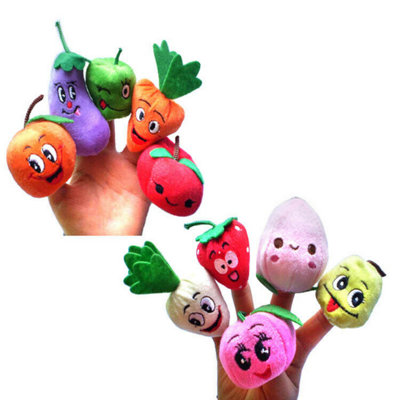 Accessotech 10 Piece Fruit And Vegetables Finger Puppet Set Soft Plush Kids Storytelling Toys from B&Q