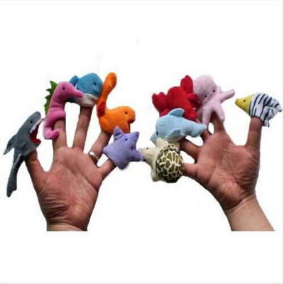 Accessotech 10 Piece Ocean Creatures Finger Puppet Set Soft Plush Storytelling Toys from B&Q