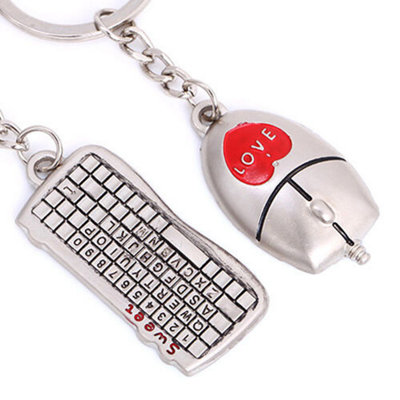 Accessotech Mouse And Keyboard Love Keyring Set Geek Romantic Metal Couples Keychain from B&Q