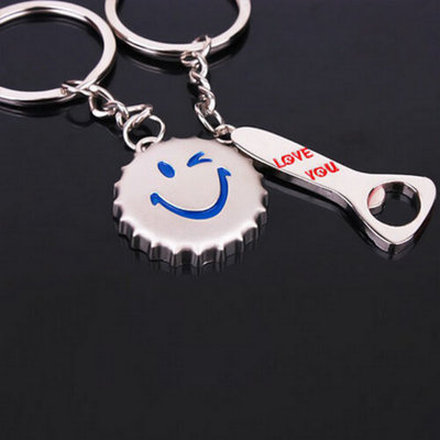 Accessotech Bottle Cap And Opener Love Keyring Set Couples Metal Keyring Gift from B&Q