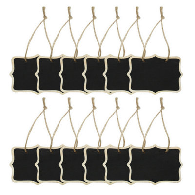 Accessotech 12 Mini Rectangle Chalkboard Signs Double Sided Reusable Blackboard Labels With Wood Trim from B&Q