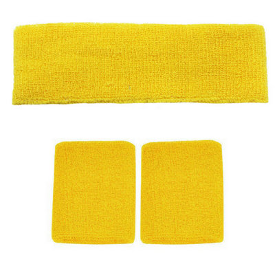 Accessotech Yellow Sports Sweat Band Wristband And Headband Set High Absorbency Unisex from B&Q