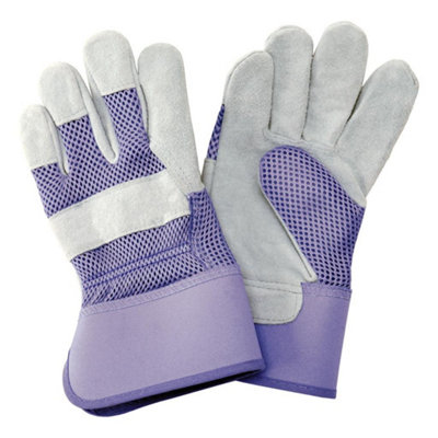 Kent & Stowe Purple Rigger Gloves Heavy Duty Gardening Utility Suede Medium