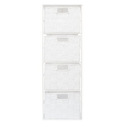 B&Q Ehc Woven 4 Drawer Storage Unit Cabinet For Bathroom, Bedroom - White