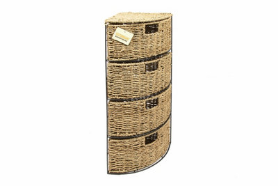 Woodluv 4 Drawer Seagrass Storage Bathroom Bedroom Tidy Basket Cabinet from B&Q