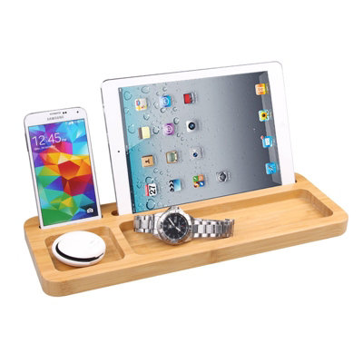 EHC Woodluv Universal Tablet Ipad Smartphone Stand With Accessories Holder In Bamboo from B&Q