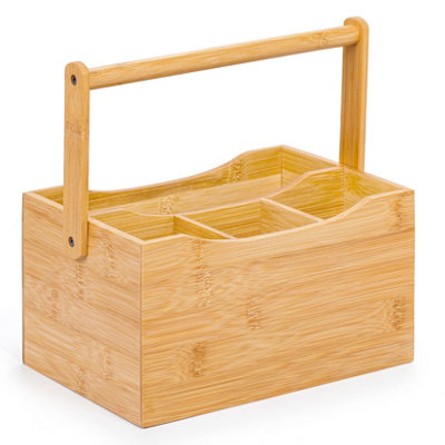 EHC Woodluv Cutlery Caddy Utensil Holder4 Compartments For Cutlery Storage Condiments Organiser from B&Q
