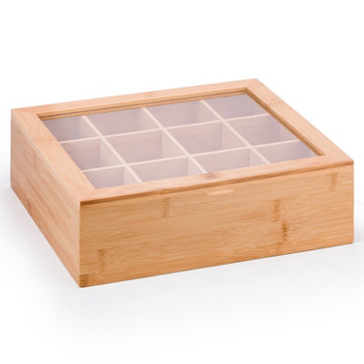 EHC Woodluv Tea BoxTea Bag OrganiserTea Box For Tea BagsTea Bag HolderTea Caddy12 Compartment Tea Tidy from B&Q