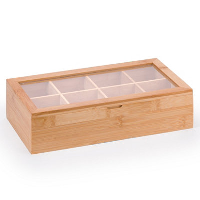 EHC Woodluv Tea BoxTea Bag OrganiserTea Box For Tea BagsTea Bag HolderTea Caddy8 Section Tea Caddy from B&Q