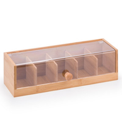 EHC Woodluv Tea BoxTea Bag OrganiserTea Box For Tea BagsTea Bag HolderTea Caddy5 Compartment Tea Tidy from B&Q
