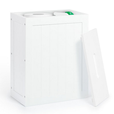 EHC Woodluv Toilet Roll StorageToilet Paper Storage BasketSlimline Toilet Paper HolderWooden Bathroom Storage BoxesWhite from B&Q