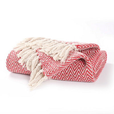 Ehc Cotton Handwoven Reversible Single Sofa Throw Arm Chair Cover 125 X 150 CmRed from B&Q