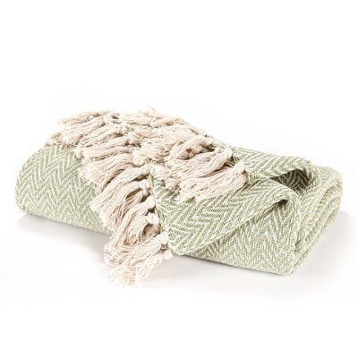 Ehc Cotton Handwoven Reversible Single Sofa Throw Arm Chair Cover 125 X 150 CmGreen from B&Q