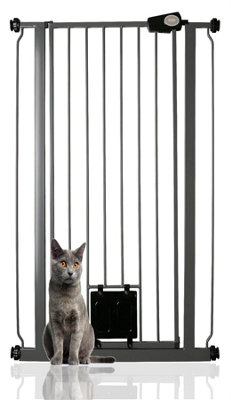 Bettacare Pet Gate With Lockable Cat FlapNarrow68.5Cm75CmSlate Grey104Cm In Height from B&Q