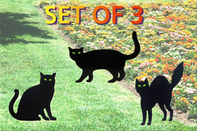  - Set Of 3 Cat Silhouette Ornament Garden Figure