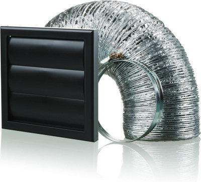 Blauberg Cooker Hood Duct Shutter Vent Kit Fan Extract 100mm Black from B&Q