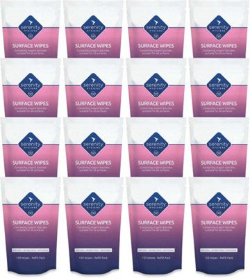 Serenity Hygiene Surface Wipes Antibacterial Multi Surface Wipes -Refill Pack Of 12