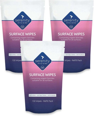 Serenity Hygiene Surface Wipes Antibacterial Multi Surface Wipes -Refill Pack Of 3