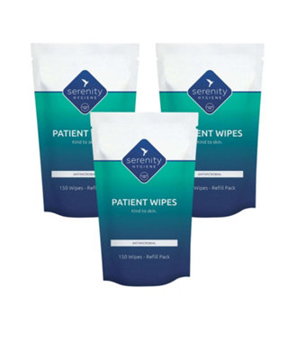Serenity Hygiene Patient Wipes Antibacterial Skin Safe WipesRefill Pack Of 3
