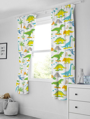 Bloomsbury MillDinosaurs World Curtains For Kids BedroomLined Curtain Pair With Tie Backs 66 X 72 Inch Or 168Cm X 183Cm from B&Q