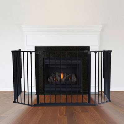 Safetots Black Multi Panel Fire Surround, Deep X 104Cm Wide, 70Cm Tall, Child And Pet Safety, Baby And Toddler Fire Guard 88Cm