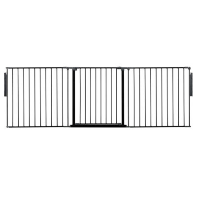 Safetots Black Premium Multi Panel Room Divider, Up To Wide, 70Cm Tall, Flexible Barrier With Door For Baby And Toddler 226Cm