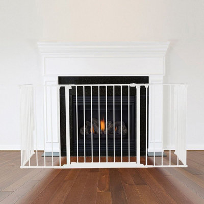Safetots Multi Panel Fire Surround, 38Cm Deep X 138Cm Wide, 70Cm Tall, Child And Pet Safety, Baby And Toddler Fire Guard White