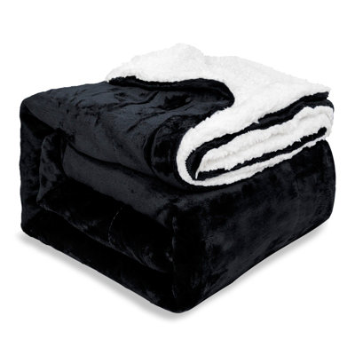 Ehc Warm & Soft Sherpa Flannel Fleece Microfiber BlanketDouble BedBlack150 Cm X 200 Cm from B&Q