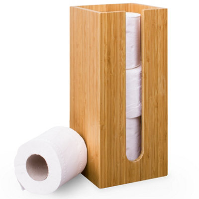 EHC Woodluv Toilet Roll Holder StandFree-Standing Toilet Paper Storage HolderSquare Toilet Paper Loo Roll Holder Stand from B&Q